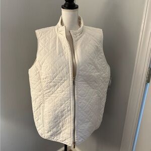 Chicos Reversible Womens Vest 4 Cream/muted plaid (20-22W). NWT